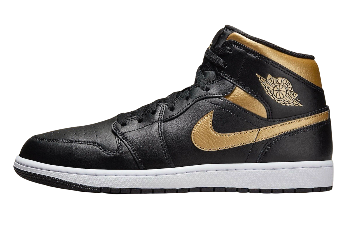 Air Jordan 1 Mid Black Metallic Gold