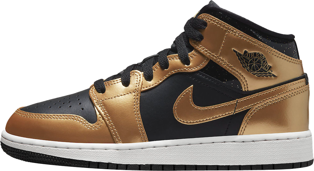 Air Jordan 1 Mid GS Black Metallic Gold
