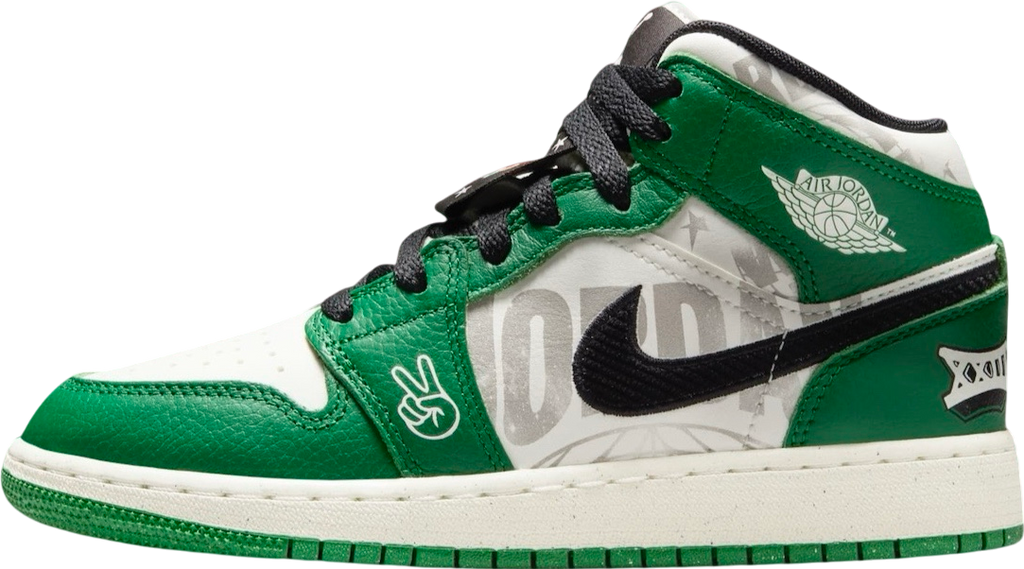 Air Jordan 1 Mid GS Pine Green / White