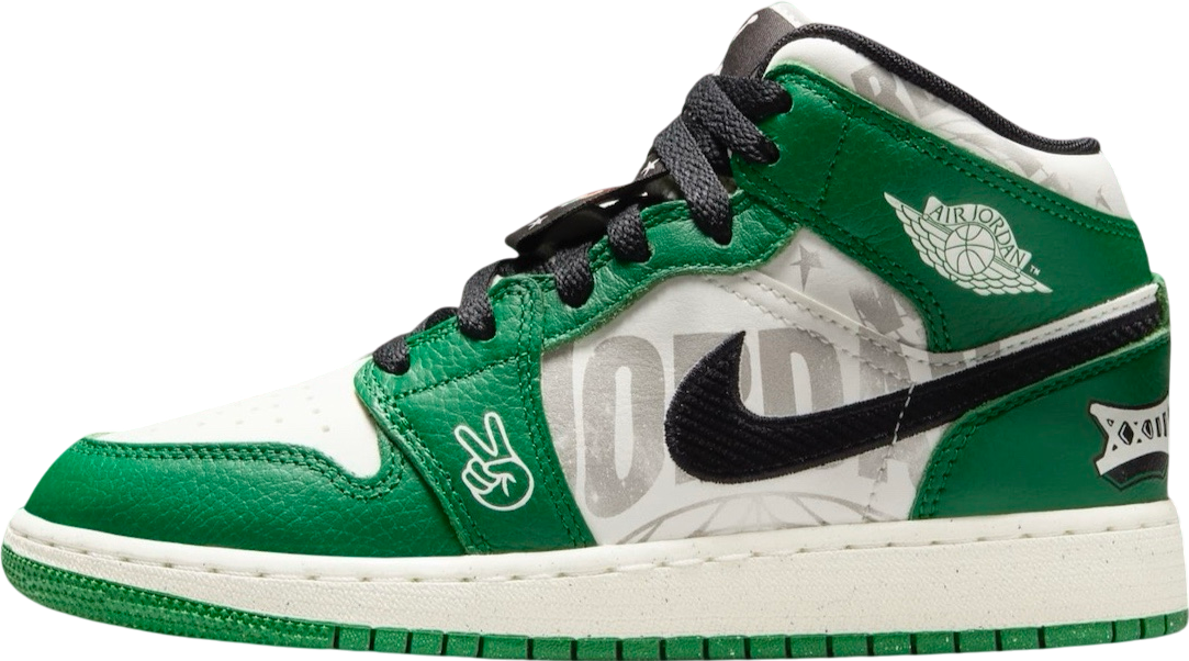 Air Jordan 1 Mid GS Pine Green / White