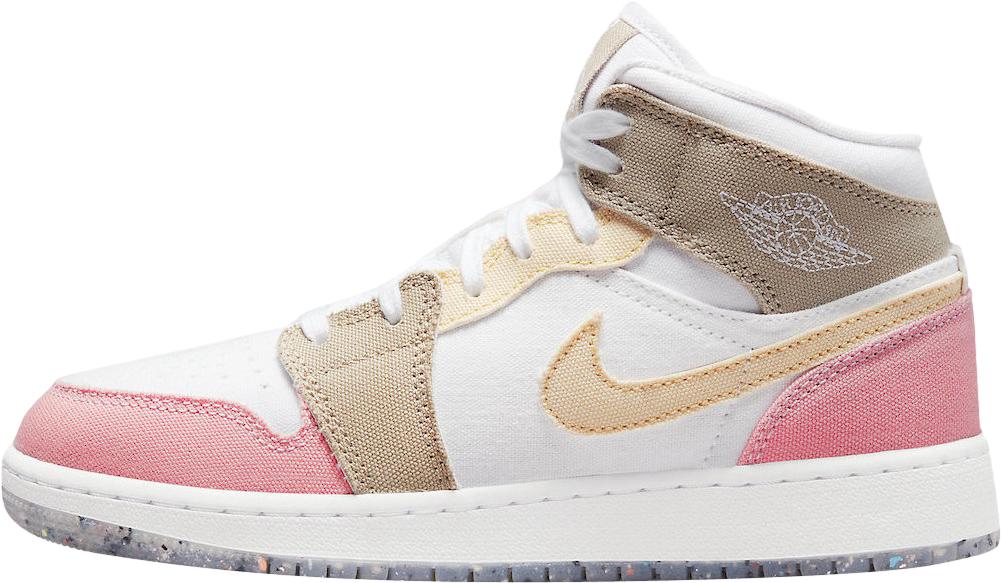 Air Jordan 1 Mid GS White Pink Tan