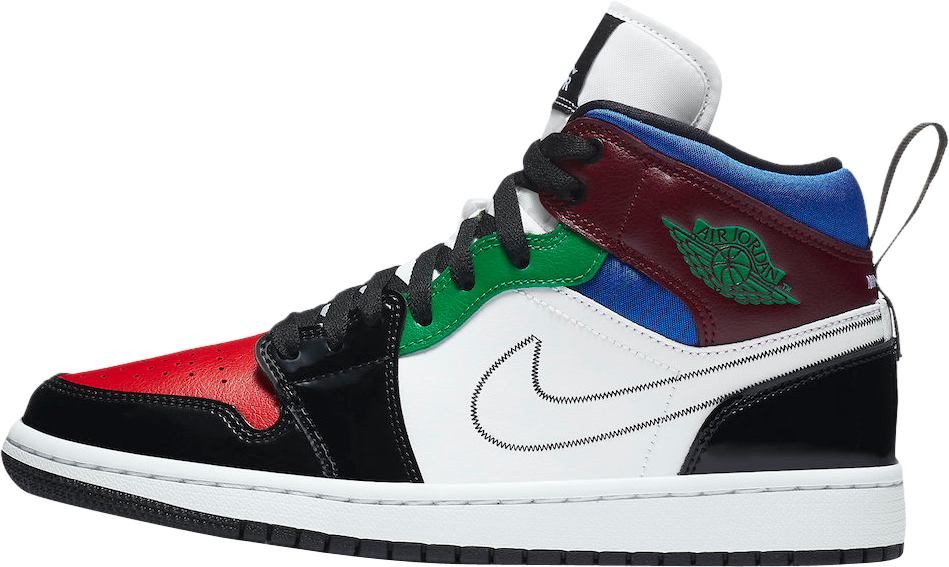Air Jordan 1 Mid WMNS Black White Multicolor