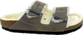Birkenstock Arizona Shearling Suede Leather Narrow Stone Coin