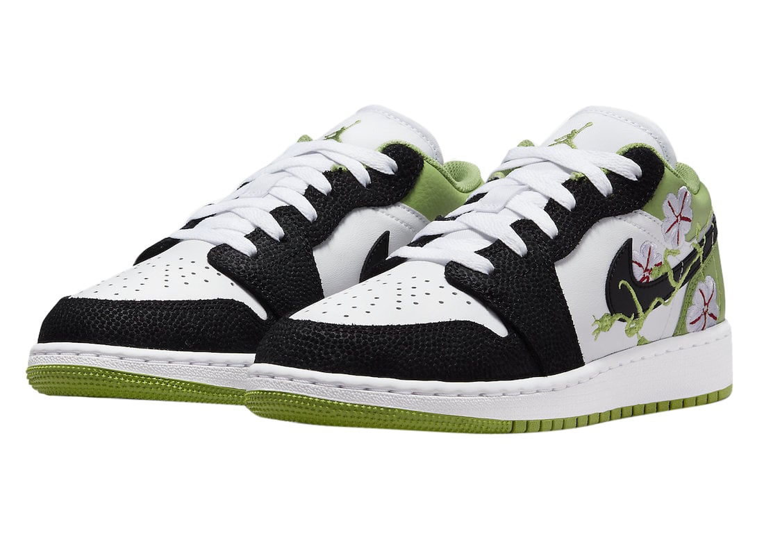 Air Jordan 1 Low GS White Black Green - Image 2