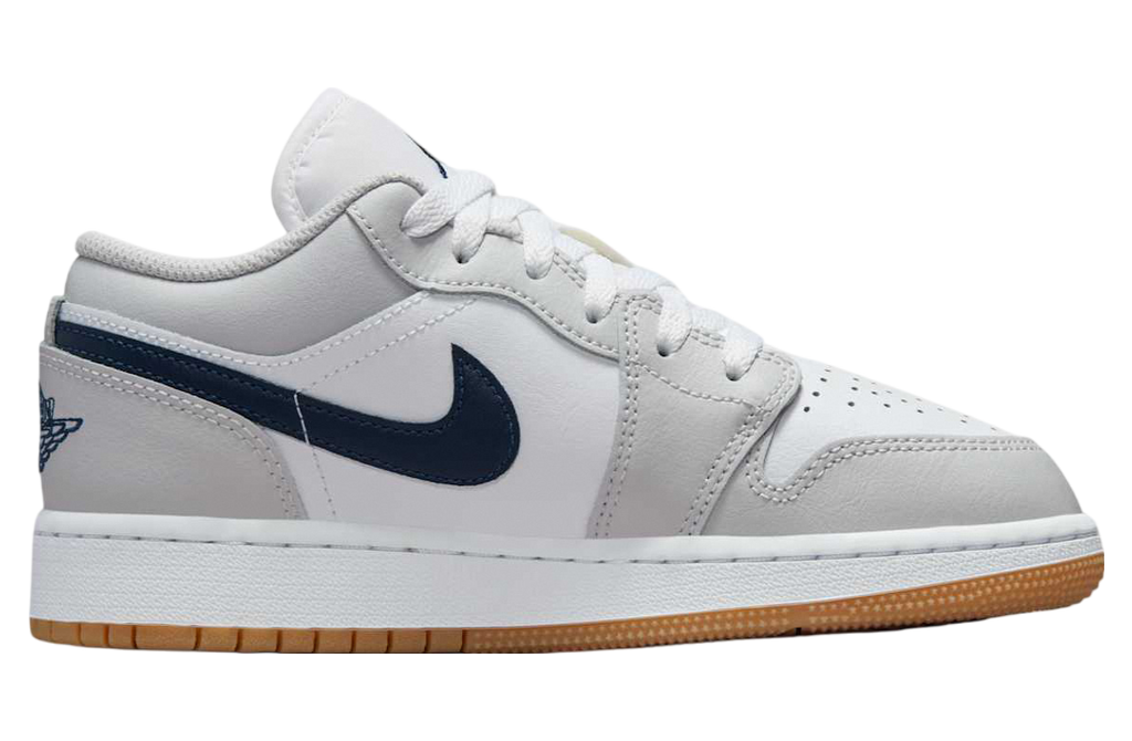Air Jordan 1 Low GS White / Midnight Navy / Grey - Image 2