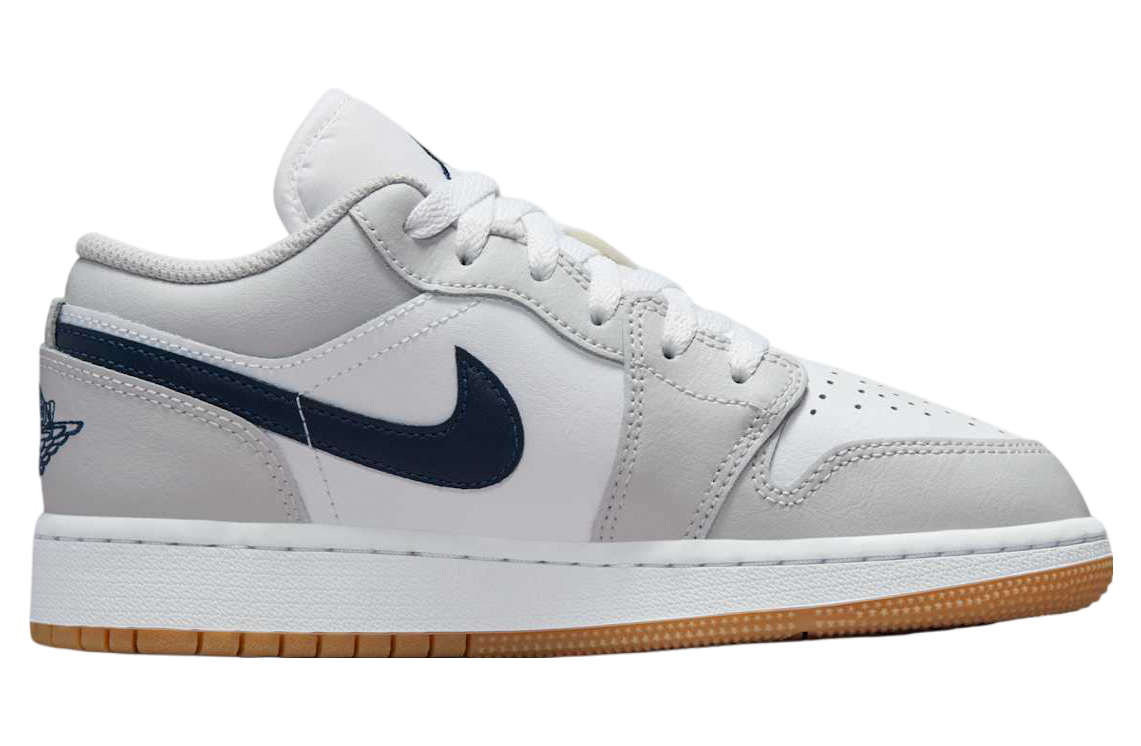 Air Jordan 1 Low GS White / Midnight Navy / Grey - Image 2