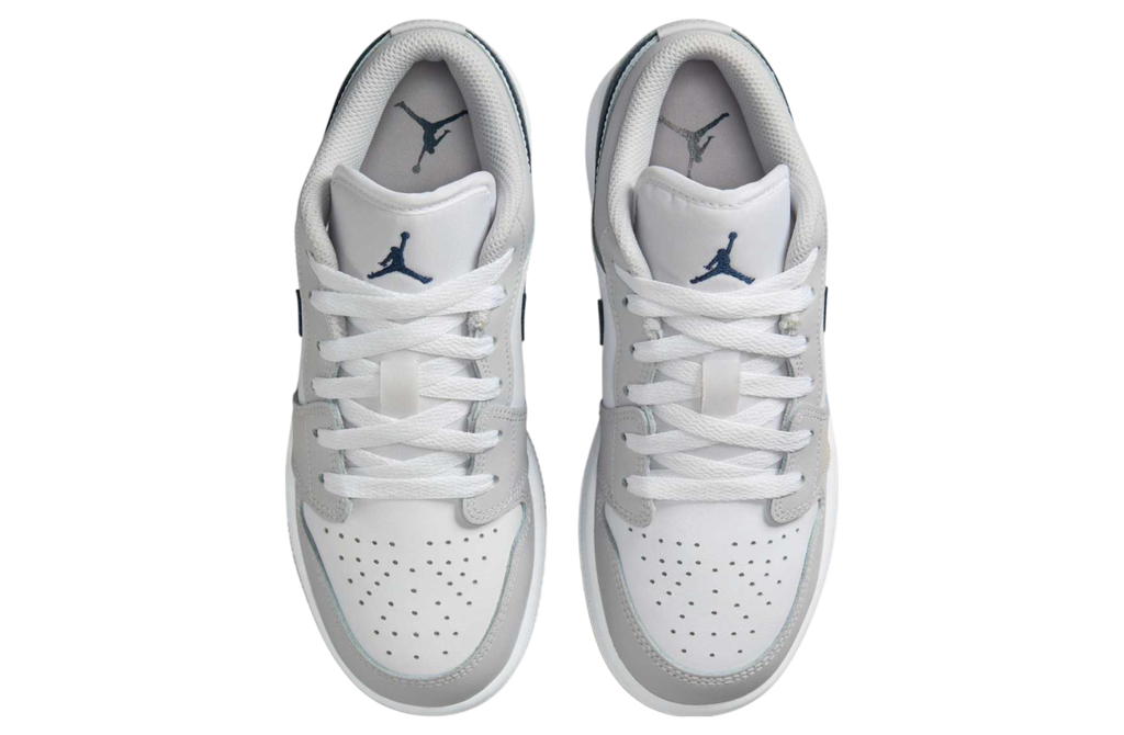 Air Jordan 1 Low GS White / Midnight Navy / Grey - Image 5