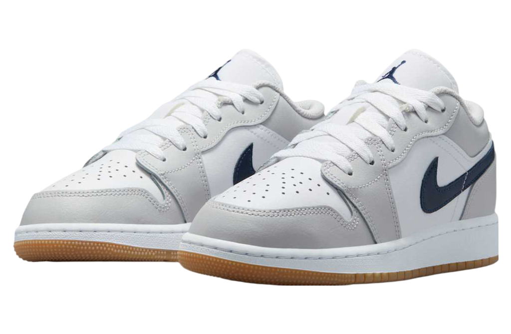 Air Jordan 1 Low GS White / Midnight Navy / Grey - Image 8