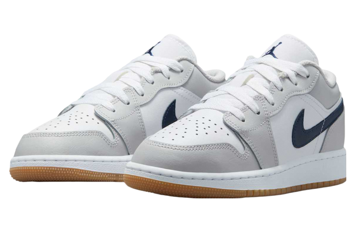 Air Jordan 1 Low GS White / Midnight Navy / Grey - Image 8