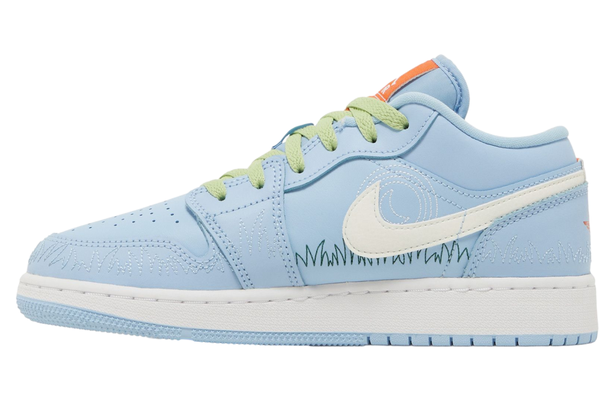 Air Jordan 1 Low SE GS Blue Stitch - Image 2