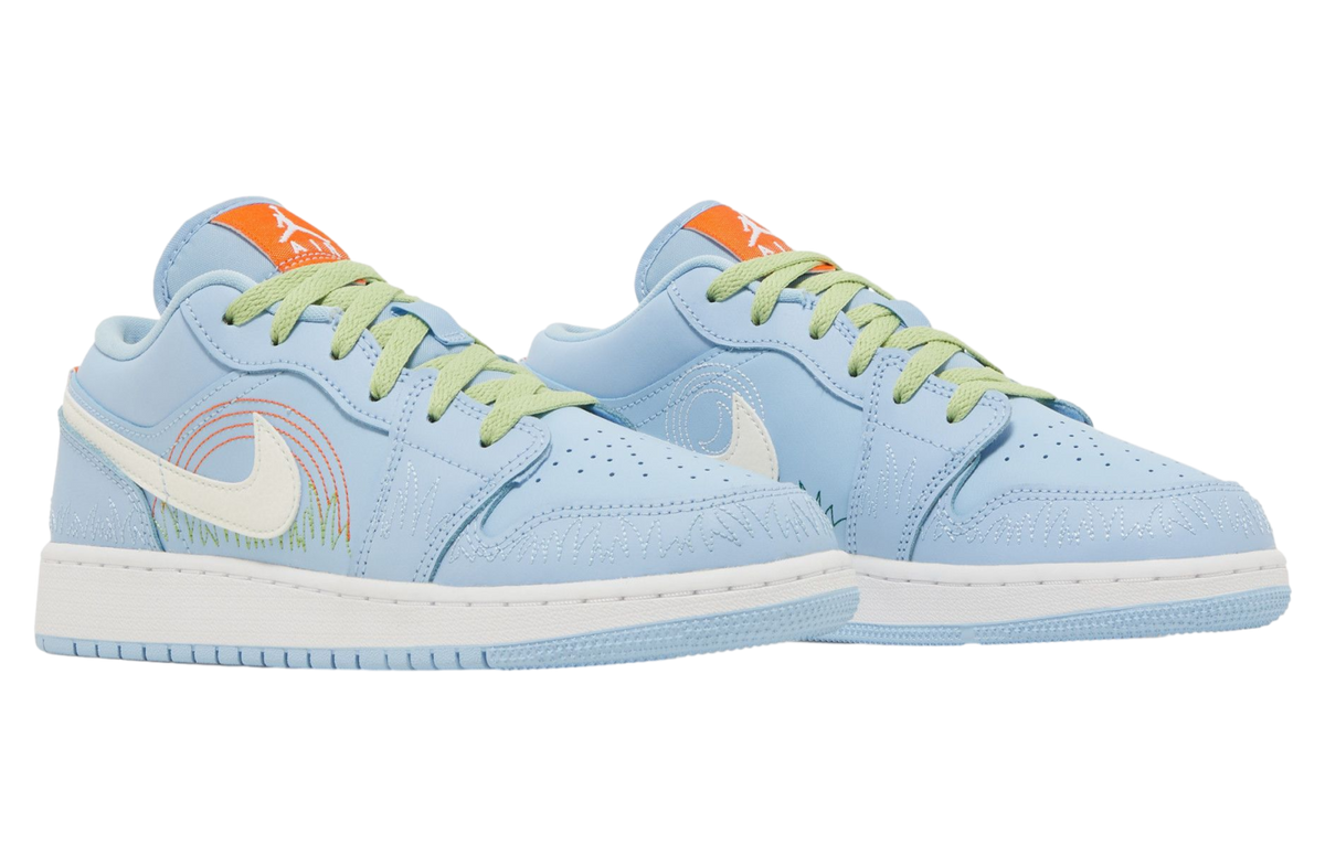 Air Jordan 1 Low SE GS Blue Stitch - Image 5