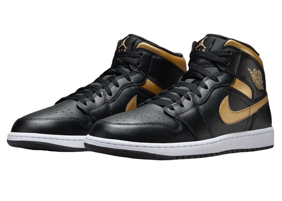 Air Jordan 1 Mid Black Metallic Gold - Image 2