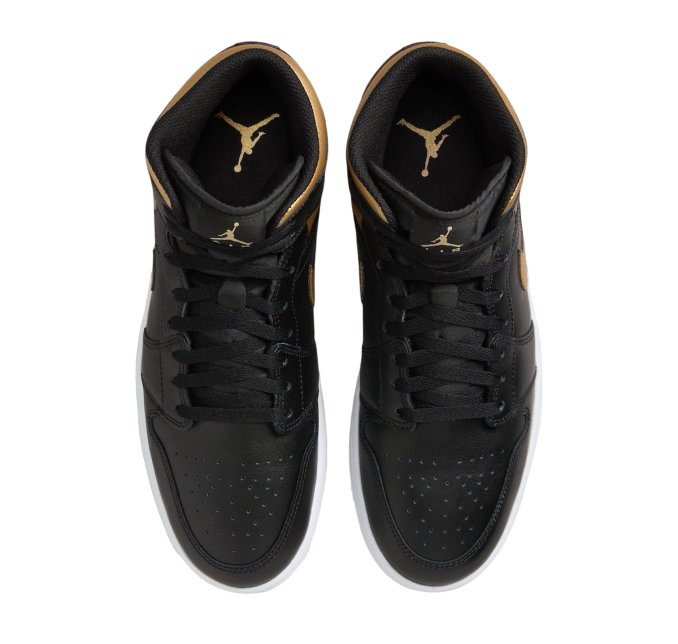 Air Jordan 1 Mid Black Metallic Gold - Image 4