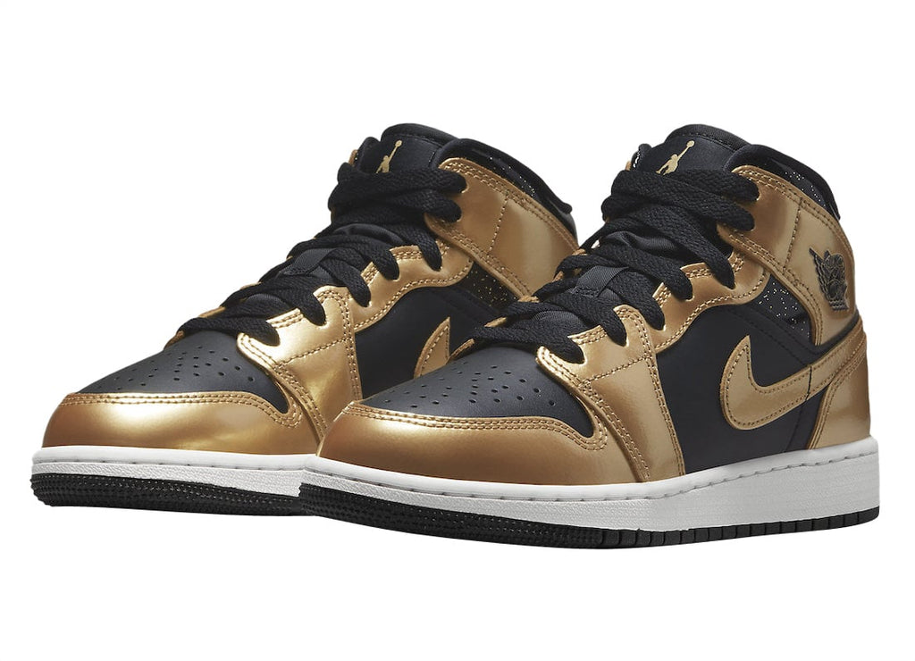 Air Jordan 1 Mid GS Black Metallic Gold - Image 2