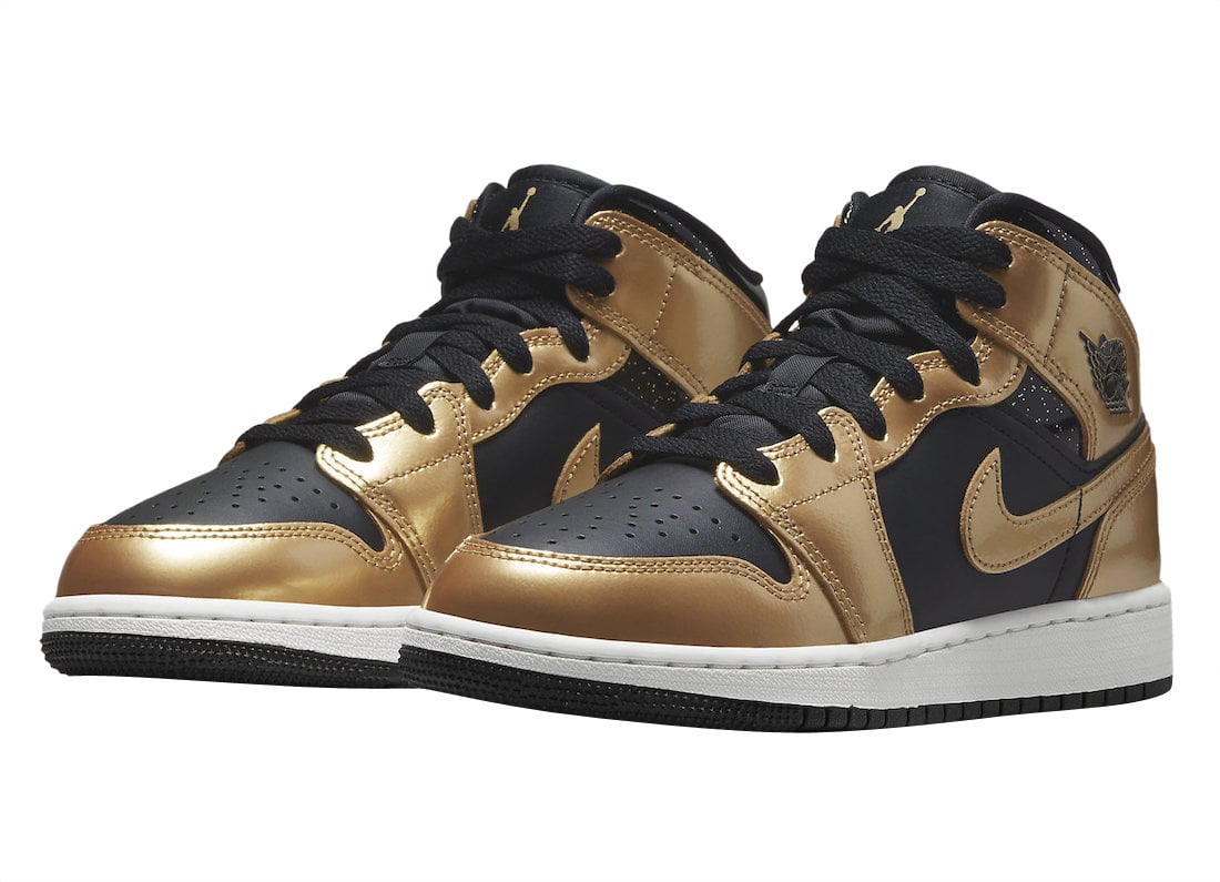 Air Jordan 1 Mid GS Black Metallic Gold - Image 2