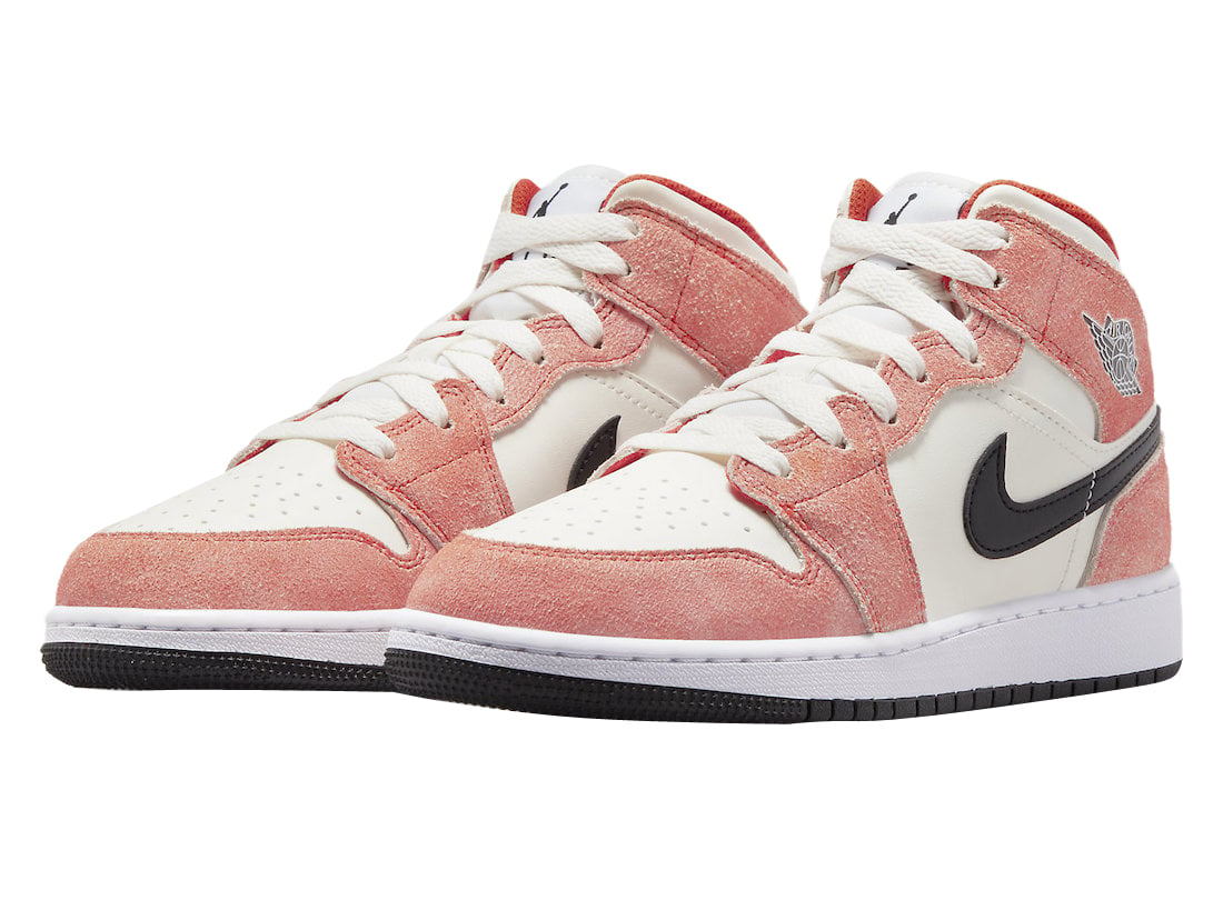 Air Jordan 1 Mid GS Orange Suede - Image 2