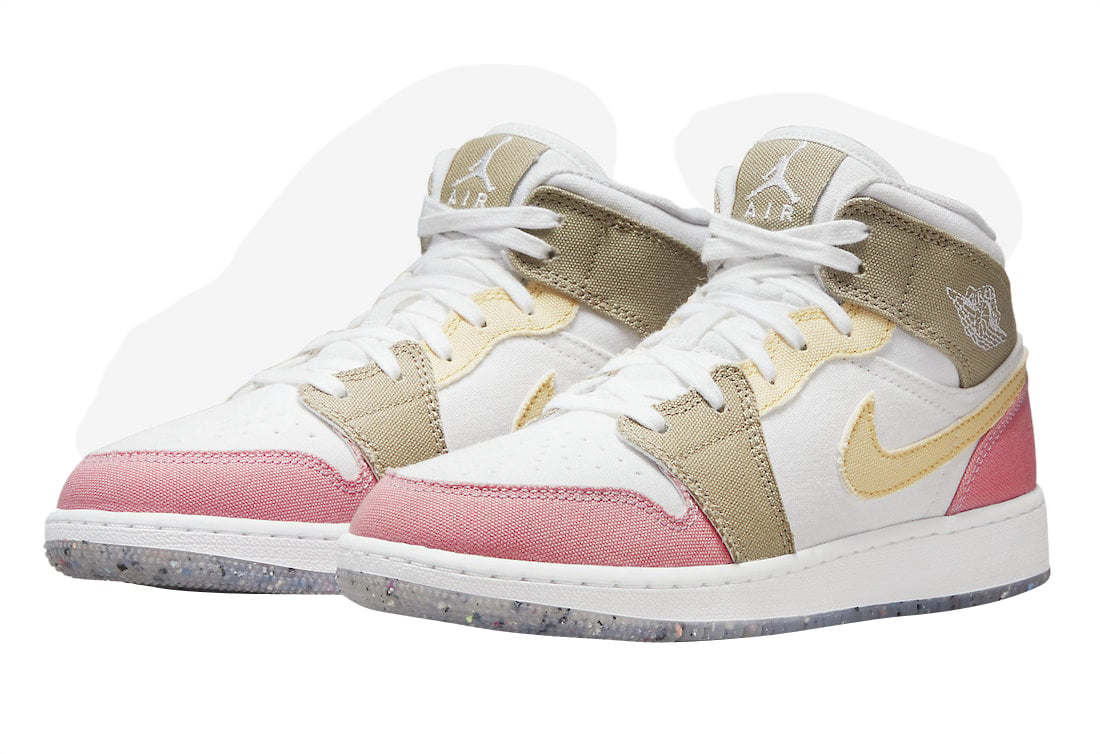 Air Jordan 1 Mid GS White Pink Tan - Image 2