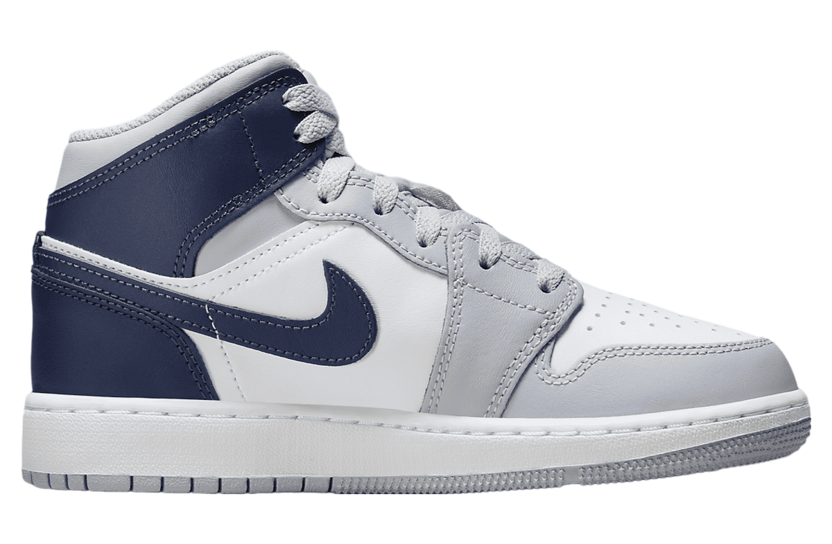 Air Jordan 1 Mid GS White / Wolf Grey / Midnight Navy - Image 3