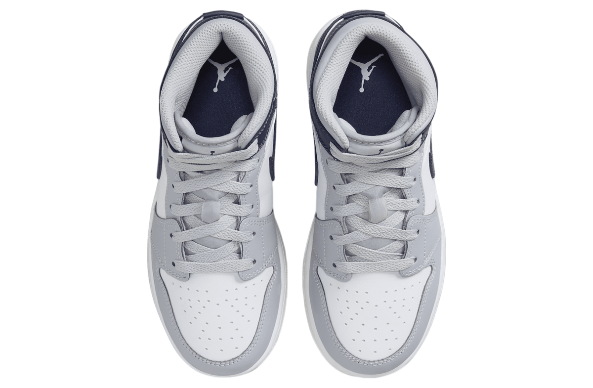 Air Jordan 1 Mid GS White / Wolf Grey / Midnight Navy - Image 4