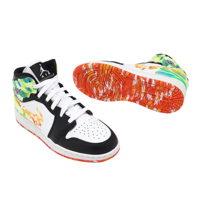 Air Jordan 1 Mid SE GS Black / White ? Team Orange - Image 6