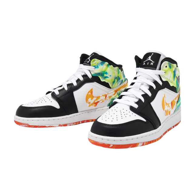 Air Jordan 1 Mid SE GS Black / White ? Team Orange - Image 7