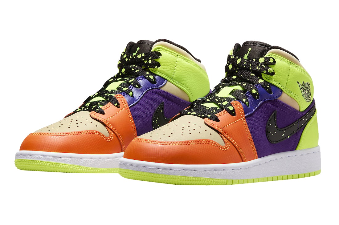 Air Jordan 1 Mid SE GS Volt Vivid Orange - Image 2