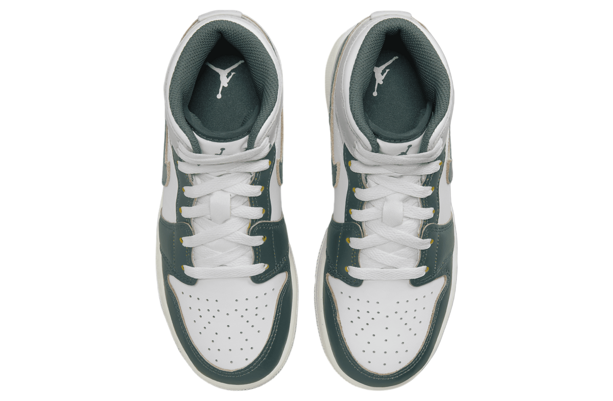 Air Jordan 1 Mid SE GS White / Grey / Oxidized Green - Image 4