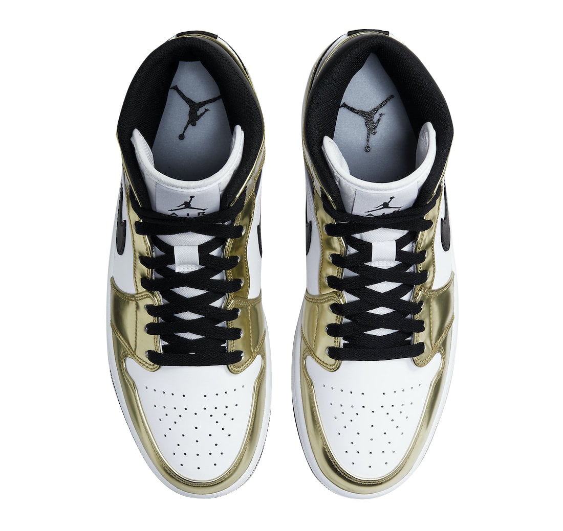 Air Jordan 1 Mid SE White Metallic Gold - Image 4