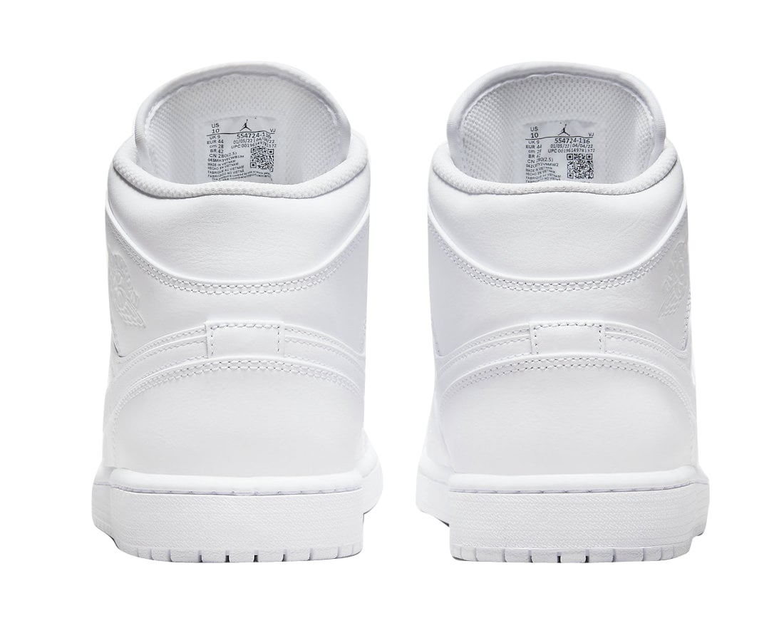 Air Jordan 1 Mid Triple White - Image 5