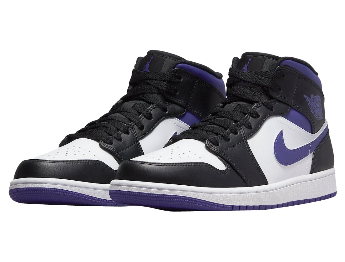 Air Jordan 1 Mid White Black Purple - Image 2