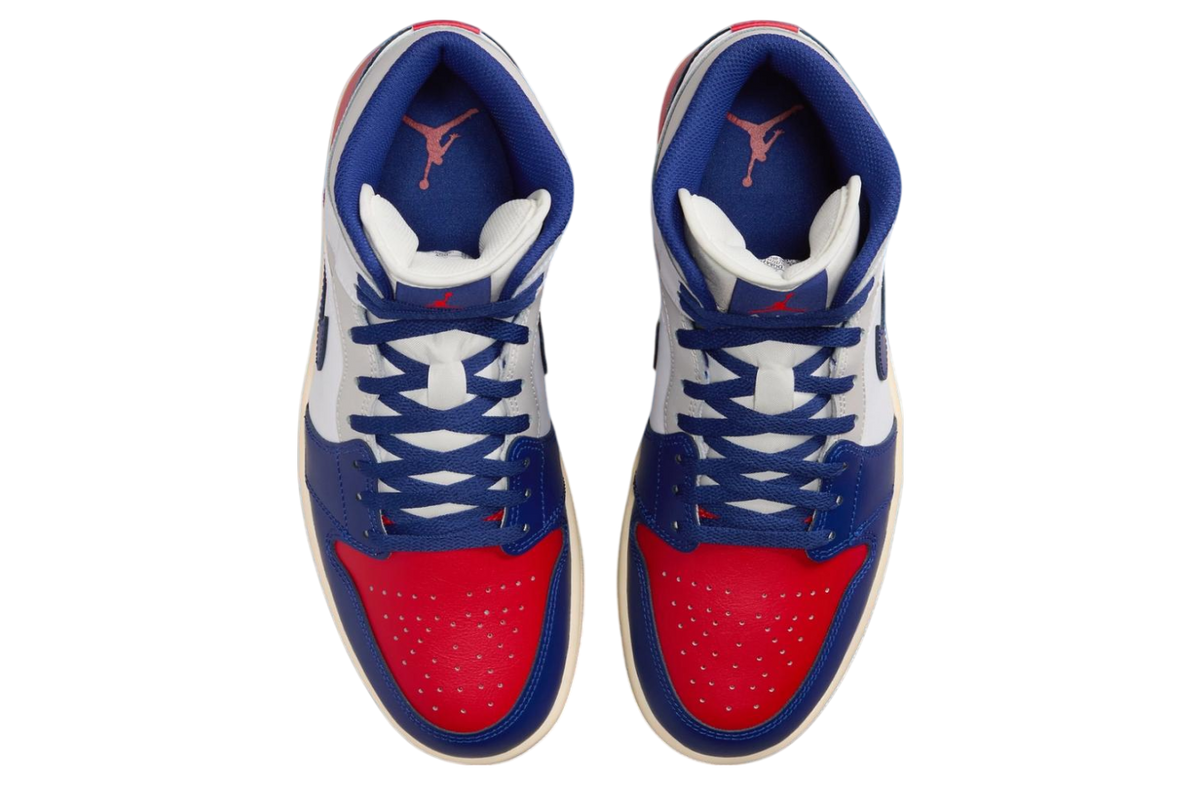 Air Jordan 1 Mid White / Deep Royal Blue - Image 4