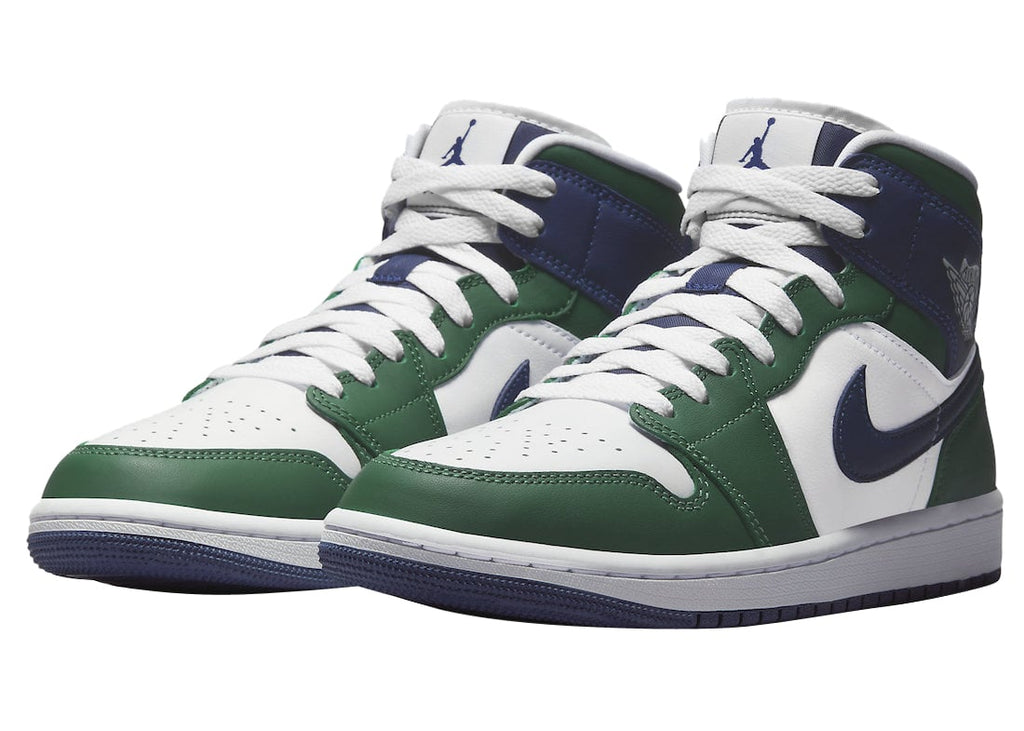 Air Jordan 1 Mid White Green Navy - Image 2