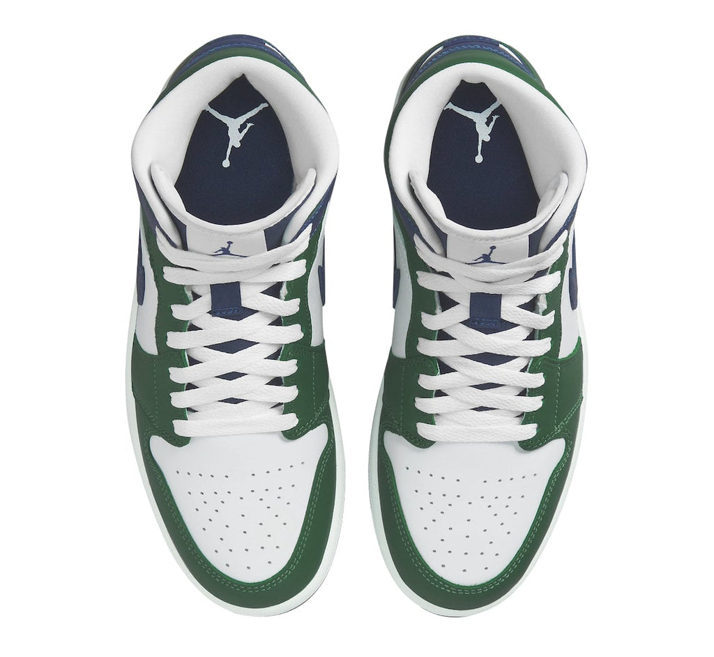 Air Jordan 1 Mid White Green Navy - Image 4