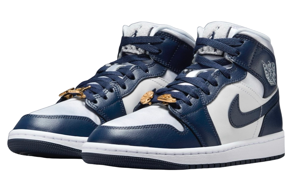 Air Jordan 1 Mid WMNS Football Grey / Midnight Navy - Image 2