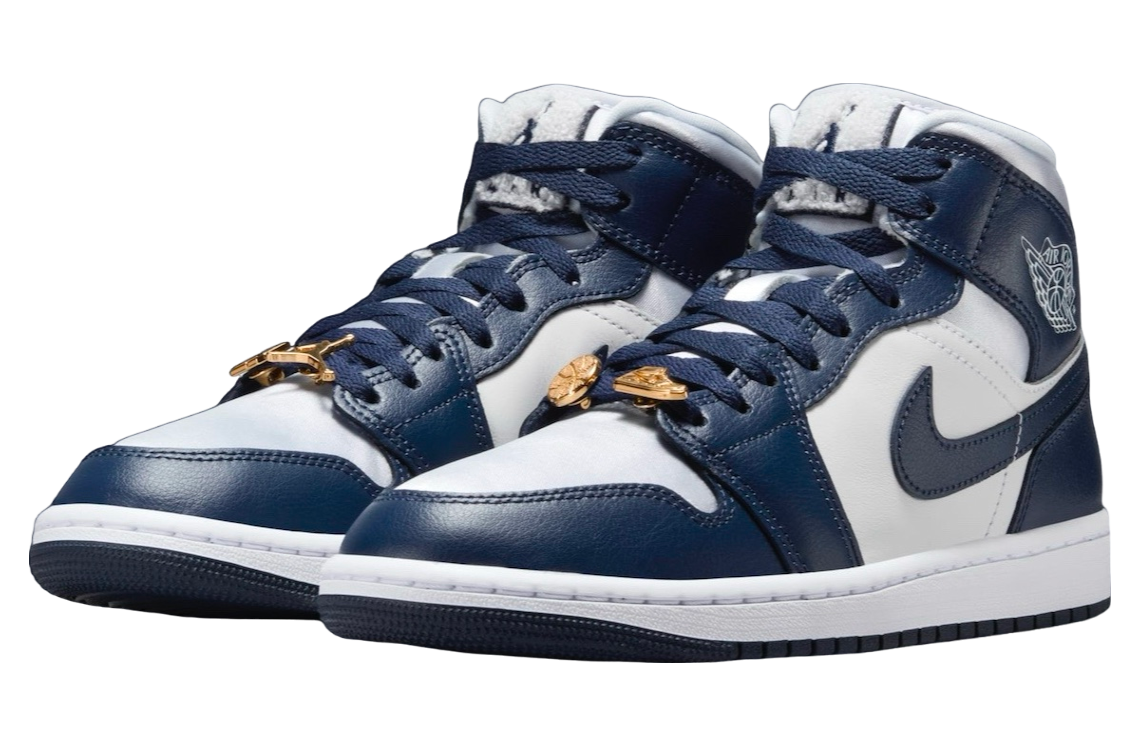Air Jordan 1 Mid WMNS Football Grey / Midnight Navy - Image 2