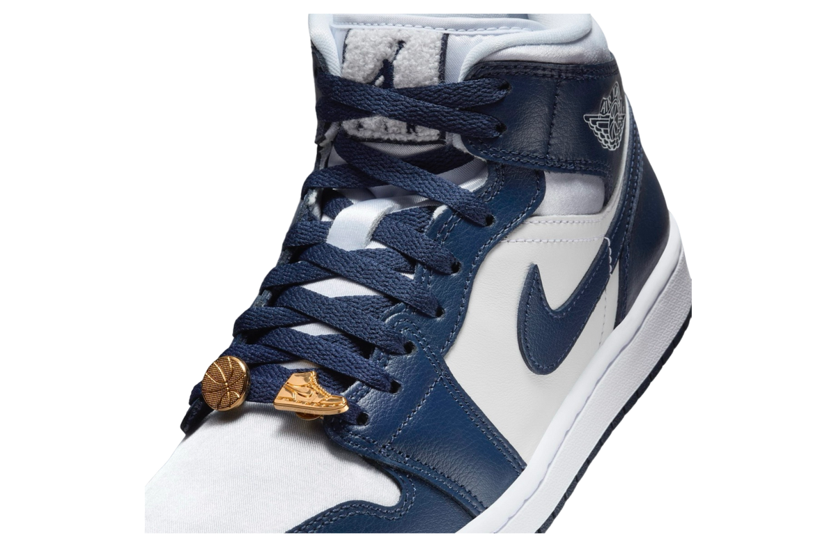 Air Jordan 1 Mid WMNS Football Grey / Midnight Navy - Image 7