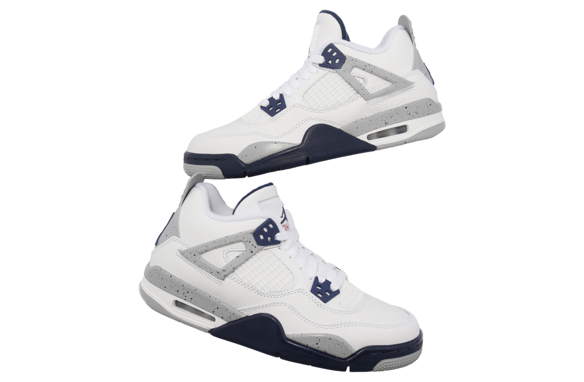 Air Jordan 4 Retro GS White / Midnight Navy - Image 6