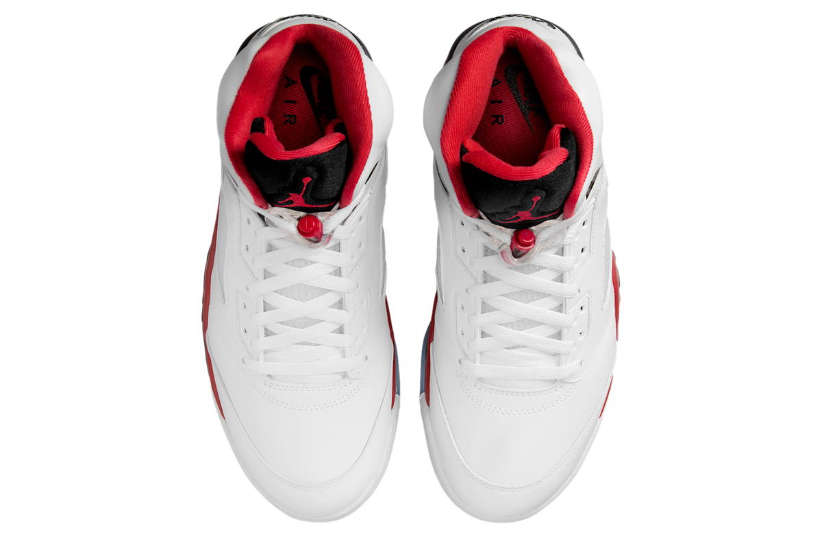 Air Jordan 5 Fire Red Black Tongue White / Fire Red - Image 4