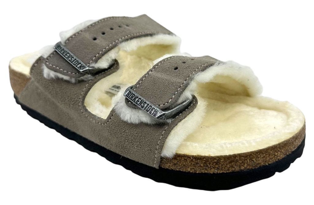Birkenstock Arizona Shearling Suede Leather Narrow Stone Coin - Image 2
