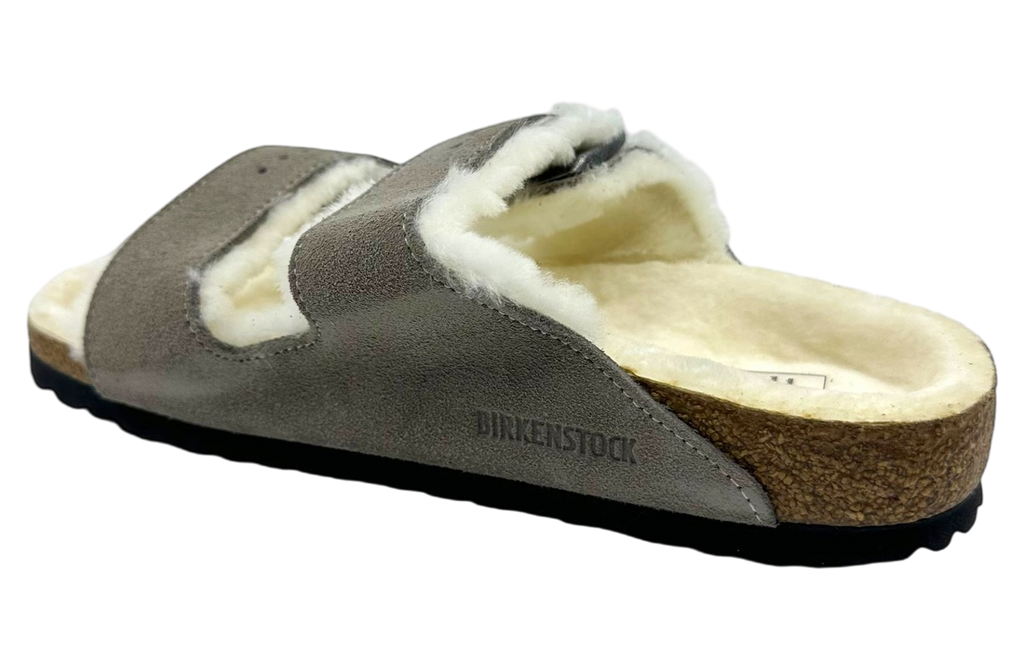 Birkenstock Arizona Shearling Suede Leather Narrow Stone Coin - Image 3