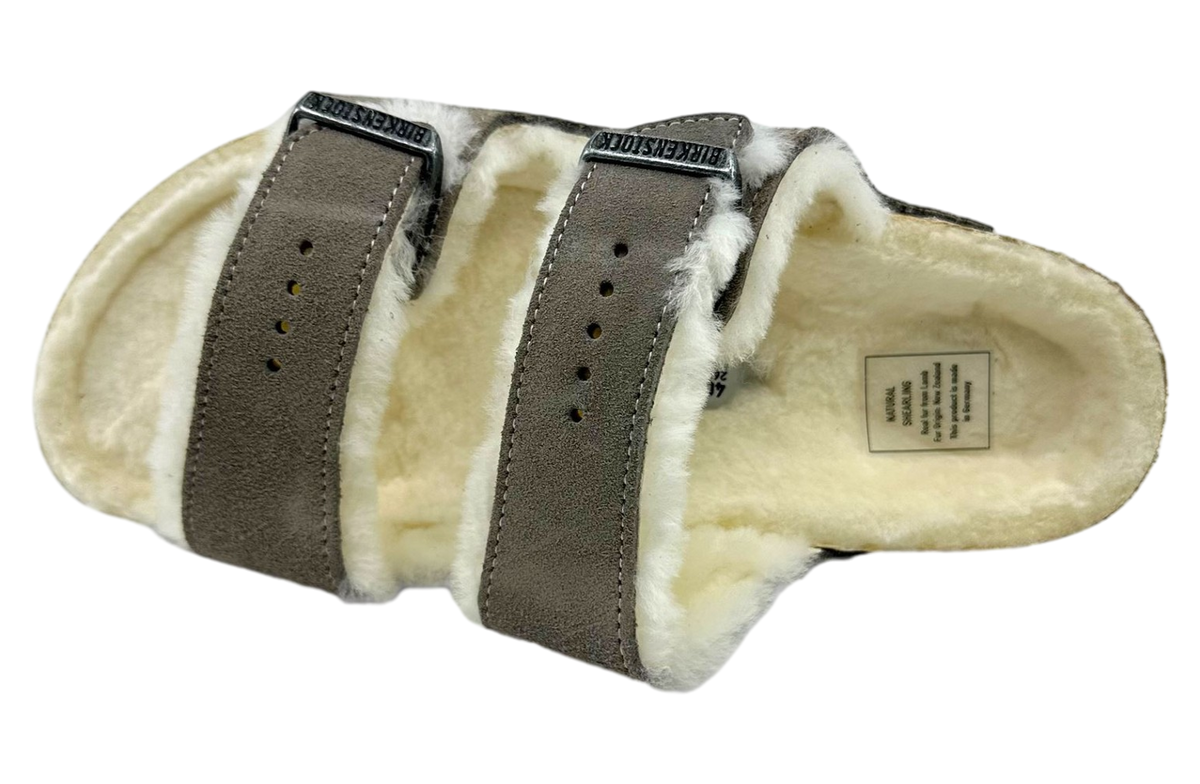 Birkenstock Arizona Shearling Suede Leather Narrow Stone Coin - Image 4