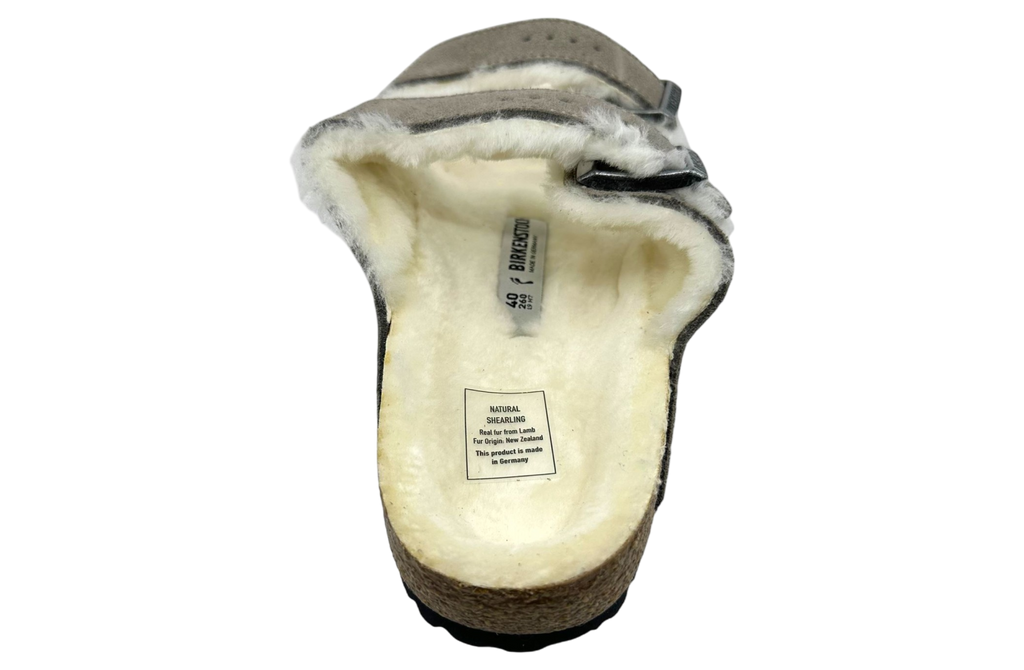 Birkenstock Arizona Shearling Suede Leather Narrow Stone Coin - Image 5