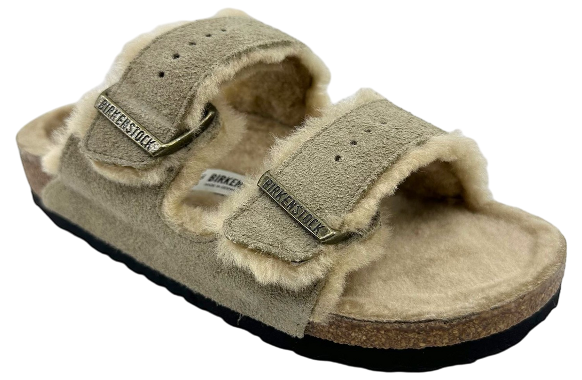 Birkenstock Arizona Shearling Suede Leather Taupe WMNS - Image 2