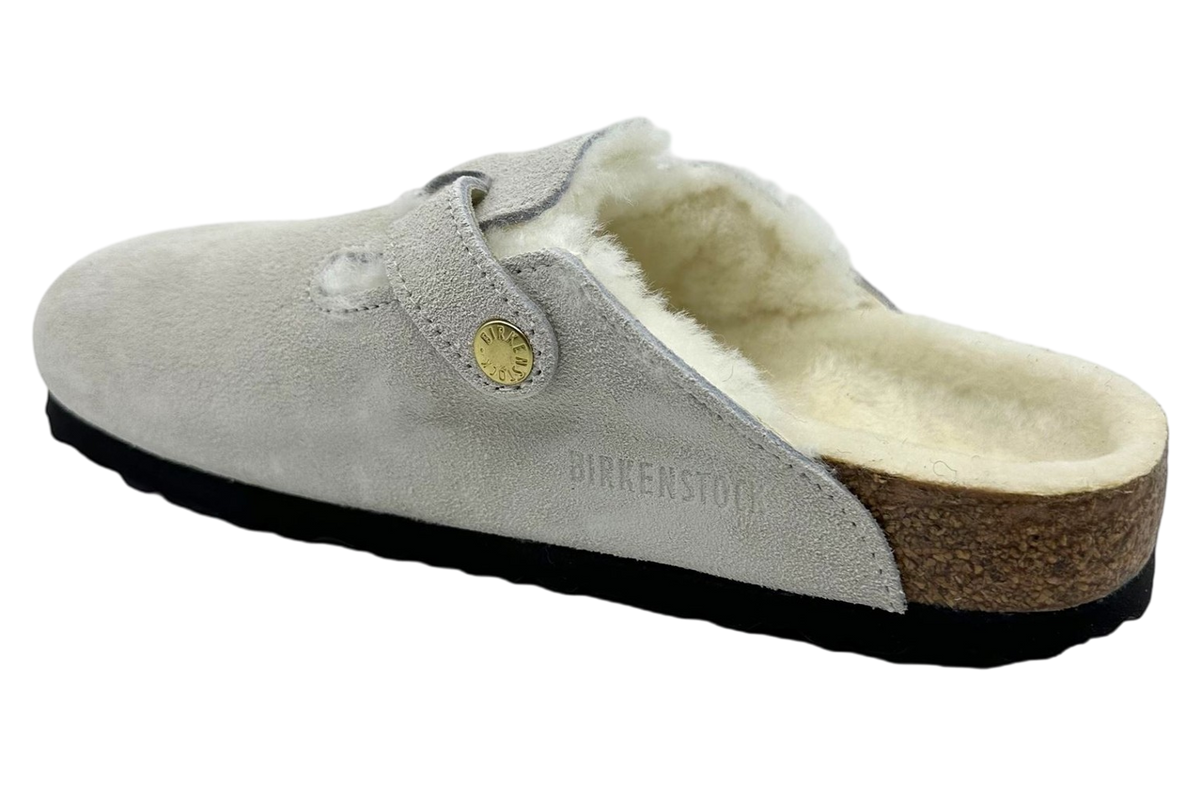 Birkenstock Boston Shearling Suede Leather Narrow Antique White WMNS - Image 3