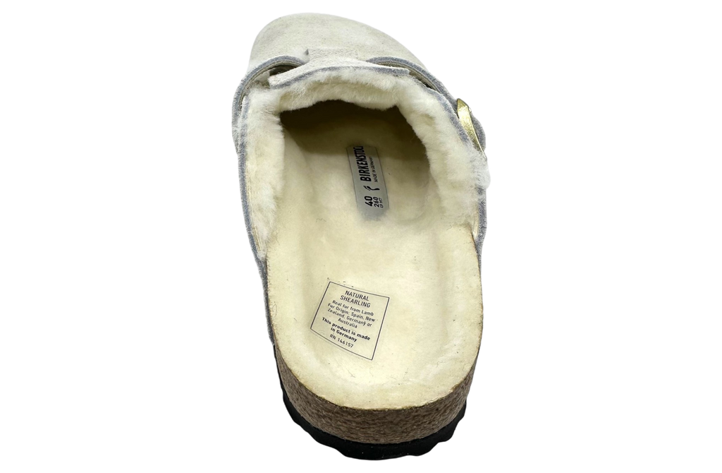 Birkenstock Boston Shearling Suede Leather Narrow Antique White WMNS - Image 5