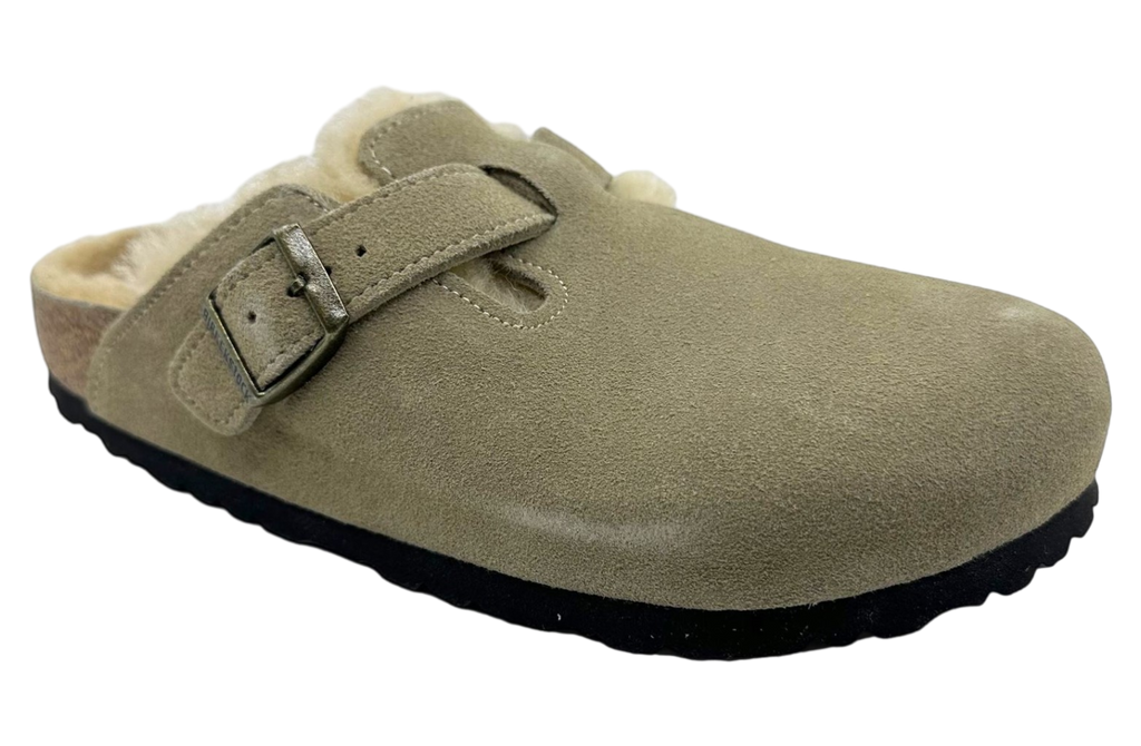 Birkenstock Boston Shearling Suede Taupe WMNS - Image 2