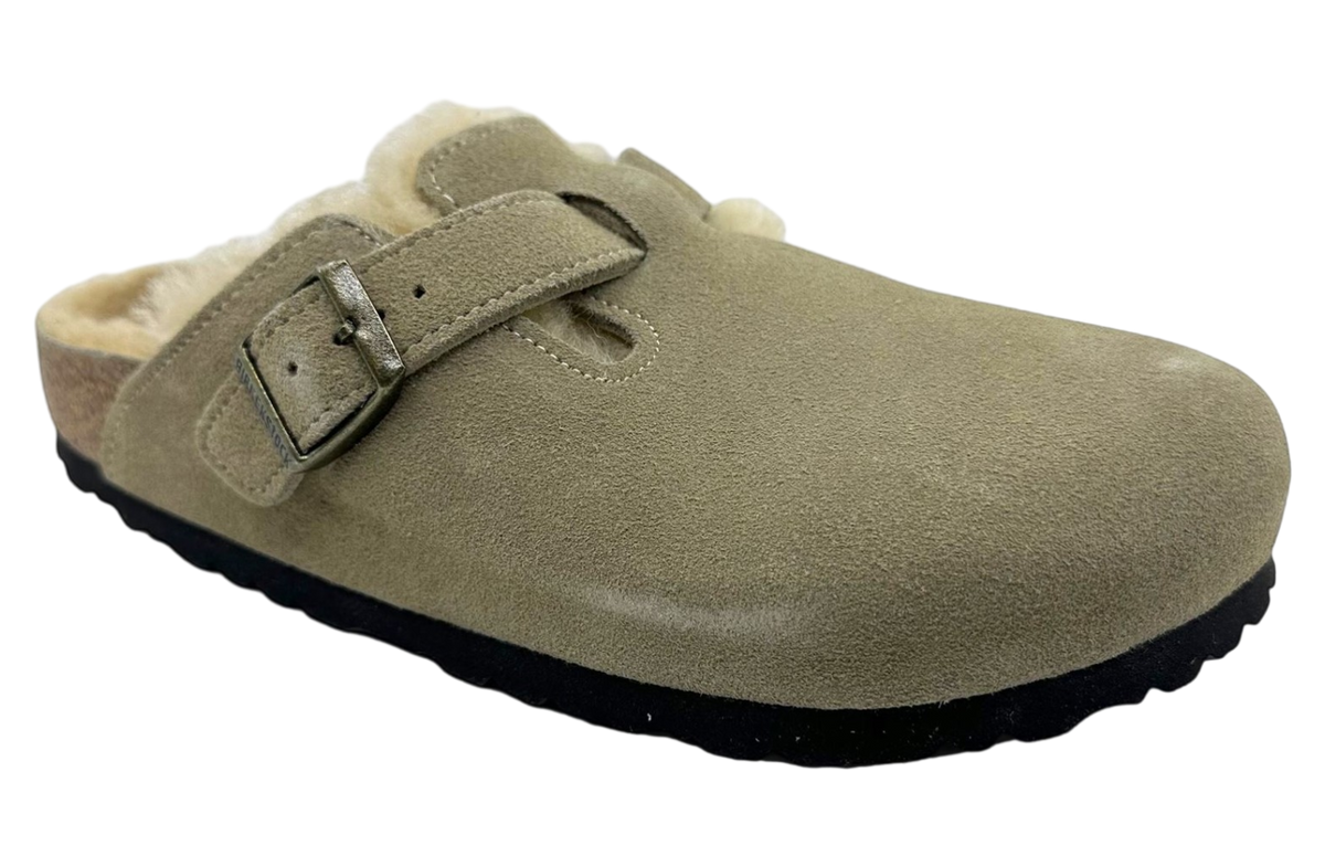 Birkenstock Boston Shearling Suede Taupe WMNS - Image 2