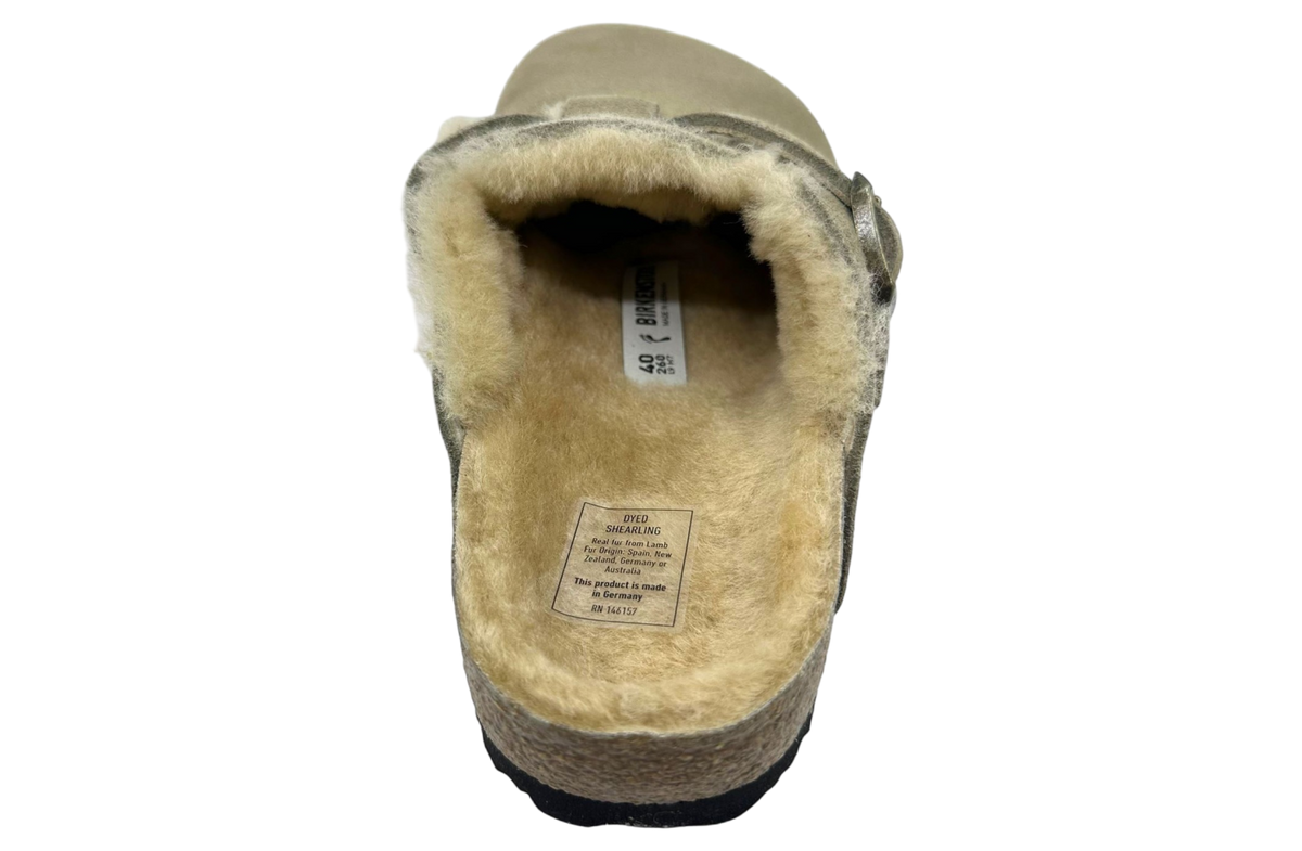 Birkenstock Boston Shearling Suede Taupe WMNS - Image 5