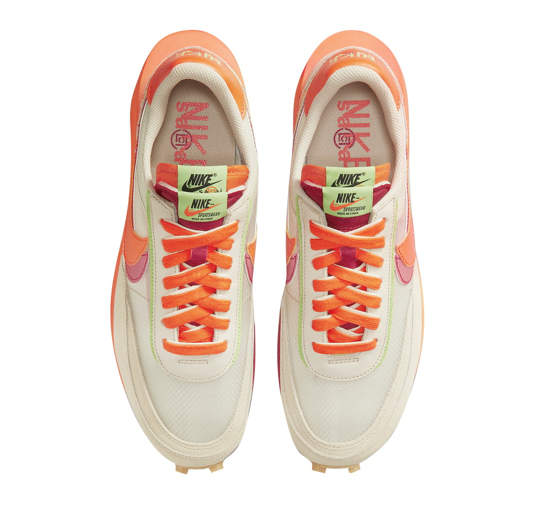 Clot x Sacai x Nike LDWaffle Orange Blaze - Image 4