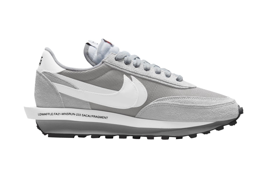 fragment x sacai x Nike LDWaffle Light Smoke Grey - Image 3